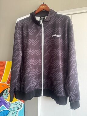 Euphoric 777 Black Graffiti Track Jacket XXL Angel Number 777 Streetwear Rare